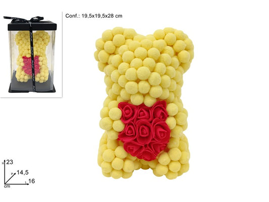 ORSO DI MIMOSA CON CUORE  16X23CM