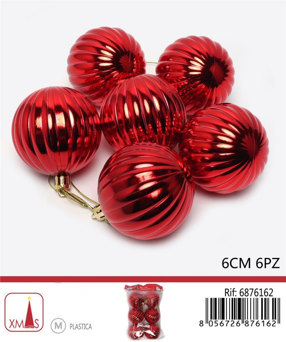 NATALIZIA palline rosso 6cm 6pz