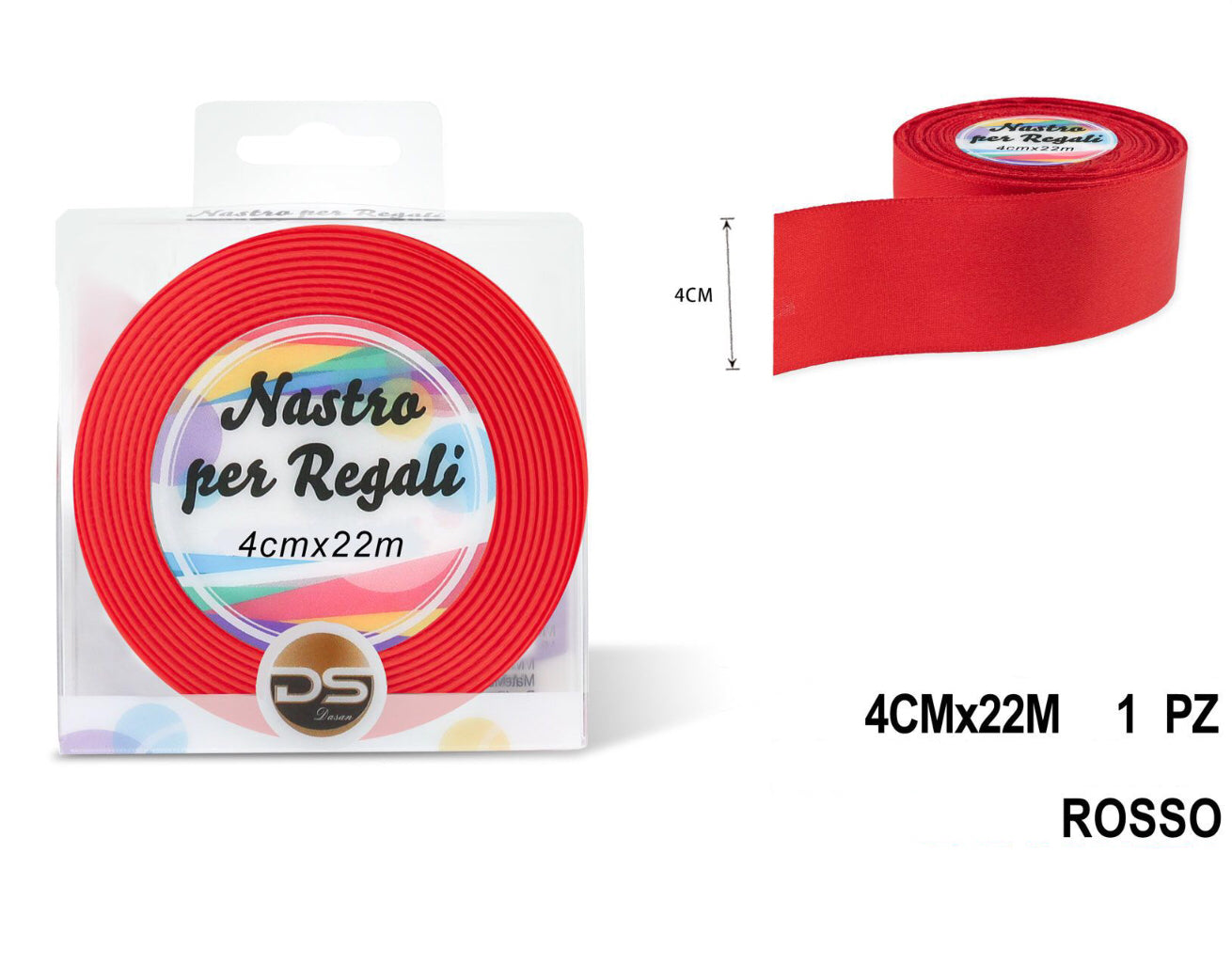 Nastro raso 4 cm ROSSO