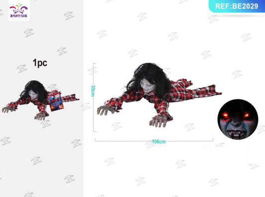 HALLOWEEN fantasma donna dai lunghi capelli striciante 35x106cm