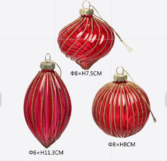 NATALIZIA palline in vetro rosso 8x8cm