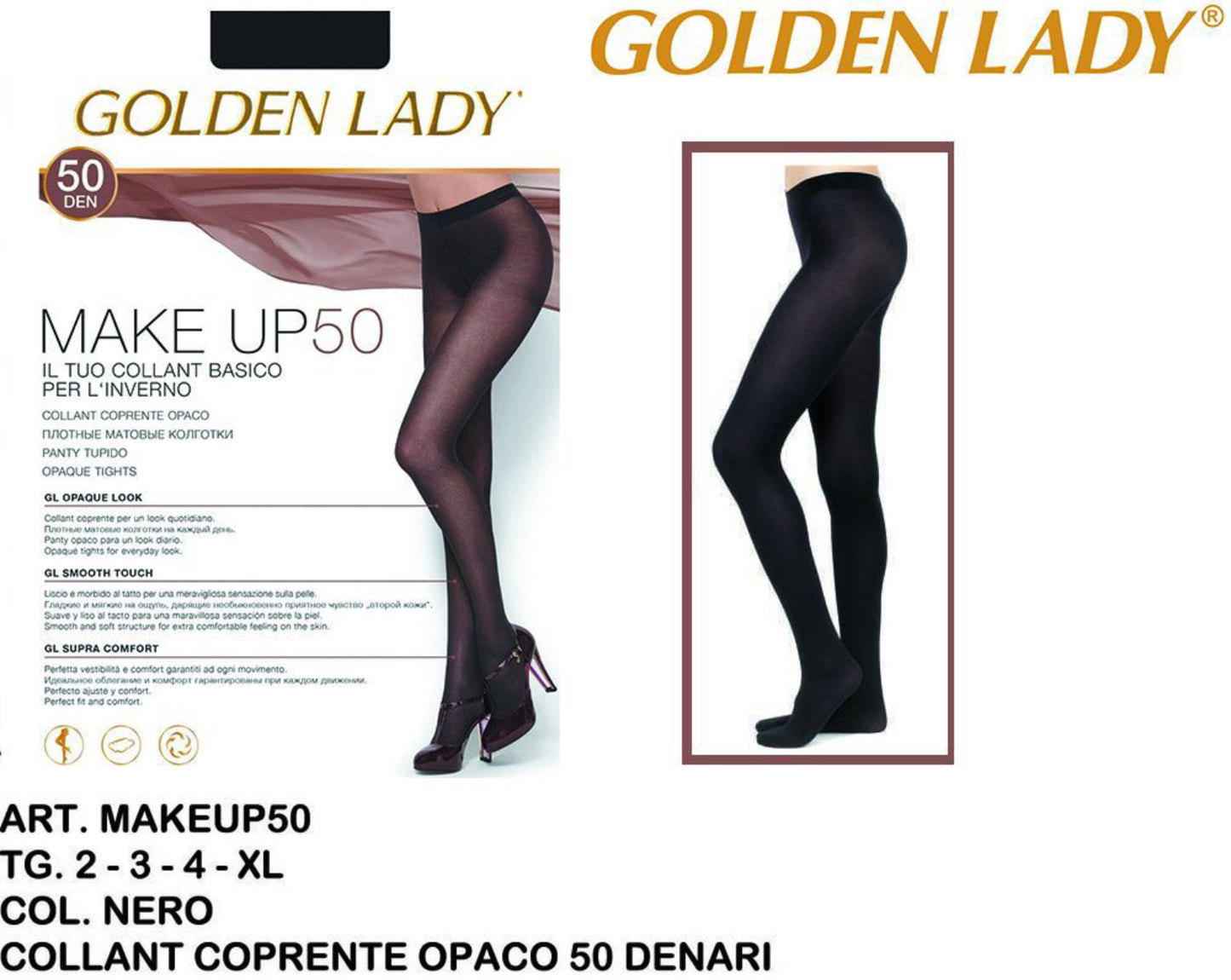 GOLDEN LADY collant 50denari nero