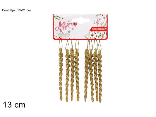 NATALIZIA Appennini ghiaccioli 13cm 8pz oro