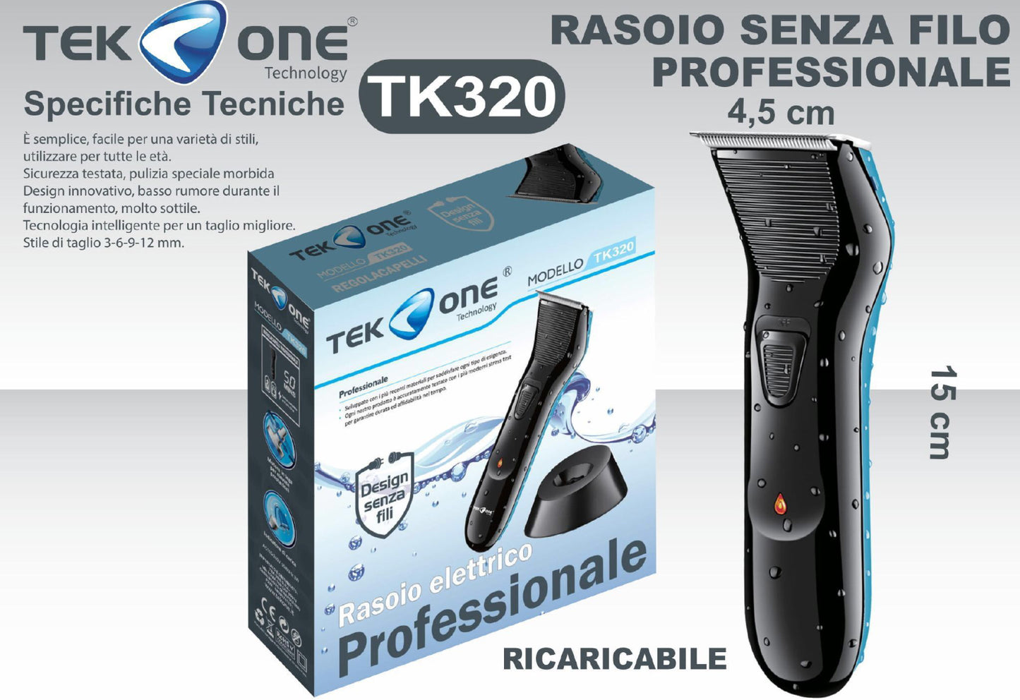 TEK ONE tagliacapelli regolabarba TK320