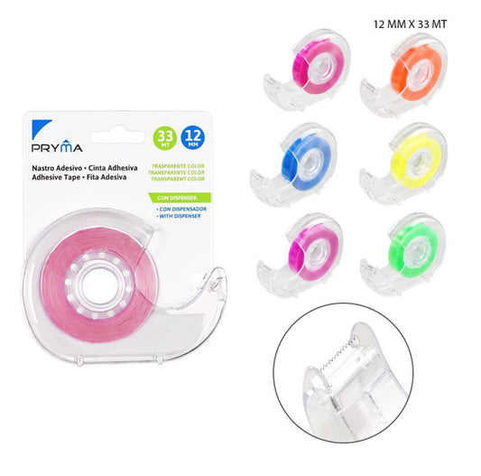 PRYMA nastro adesivo+dispenser trasparente 12mmx33mm