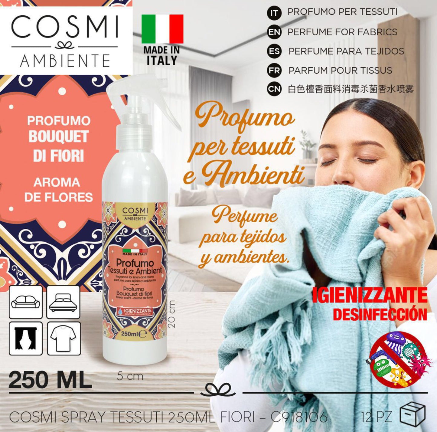 COSMI spray tessuti e ambiente BOUQUET DI FIORI 250ml