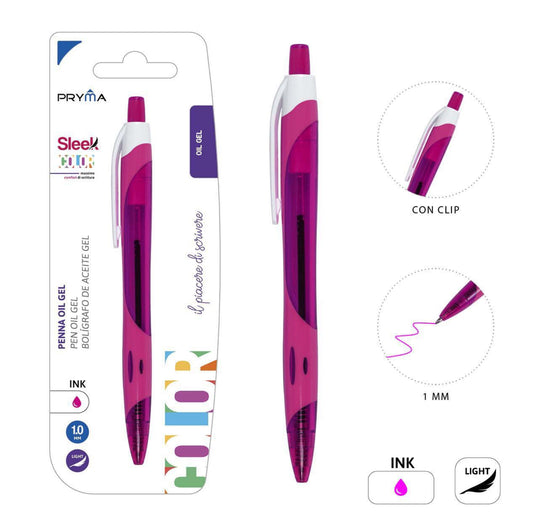 Pryma penna gel oil sleek 1.0mm fucsia