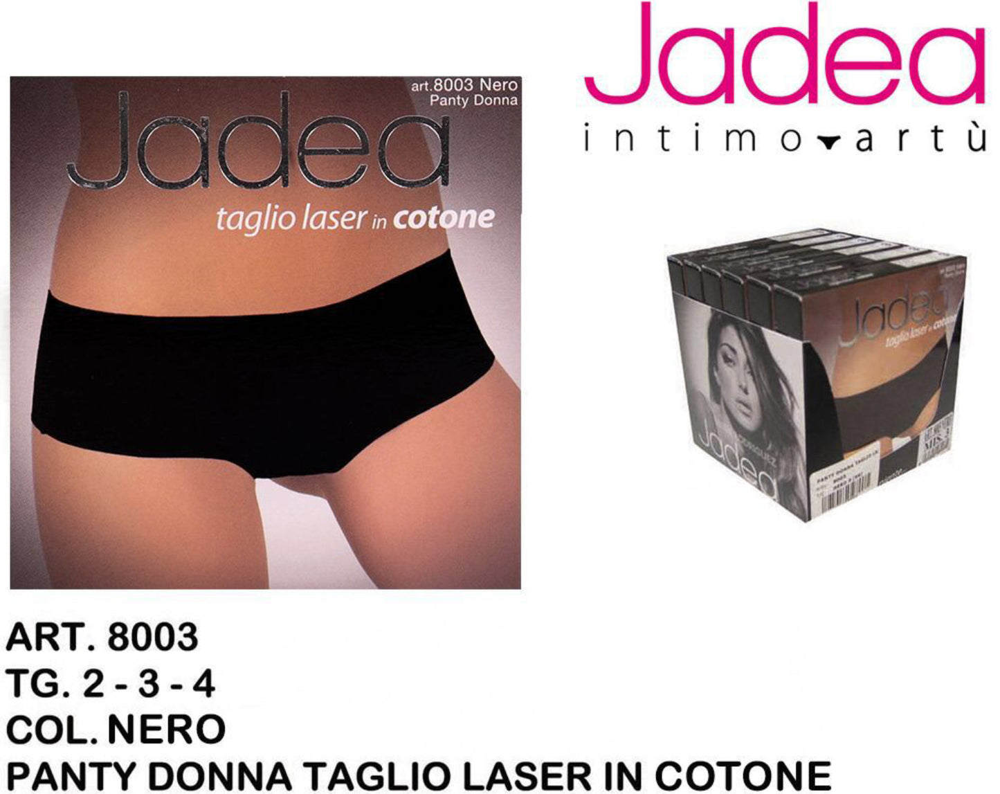 JADEA panty taglio laser cotone nero 8003