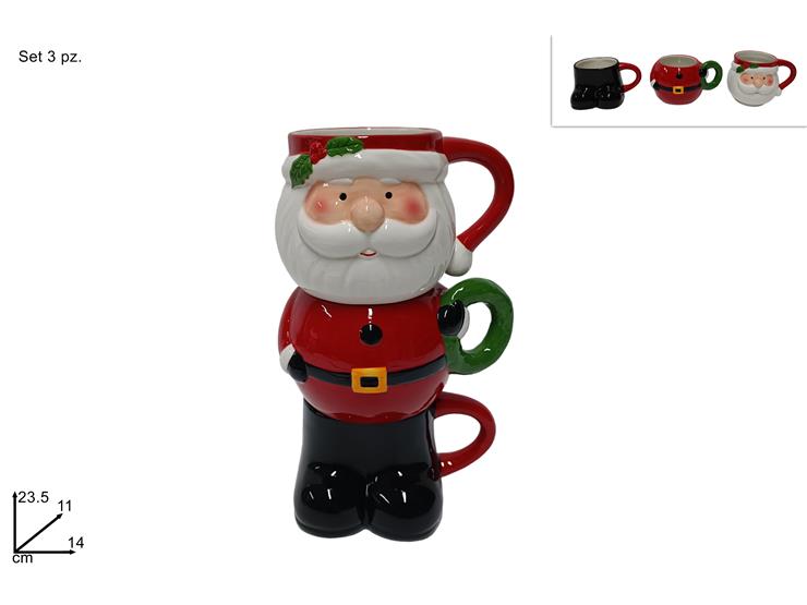 NATALIZIA tazze  set 3pz babbo natale