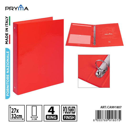 PRYMA raccoglitore 4anelli 27x32cm rosso