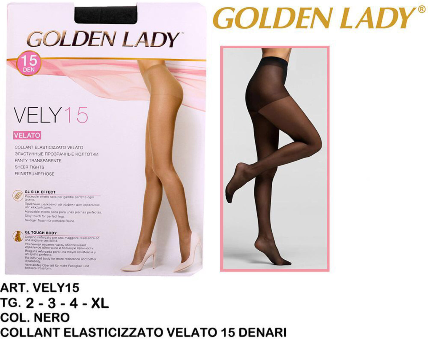 GOLDEN LADY collant 15denari nero