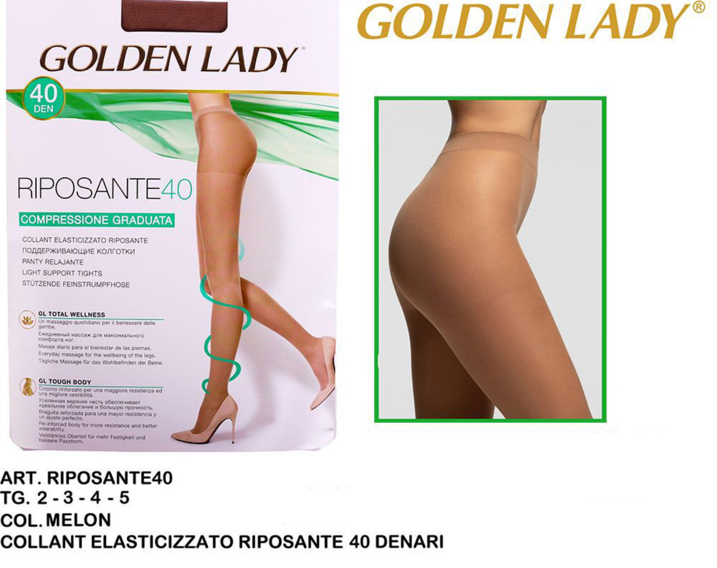 GOLDEN LADY collant 40denari melon