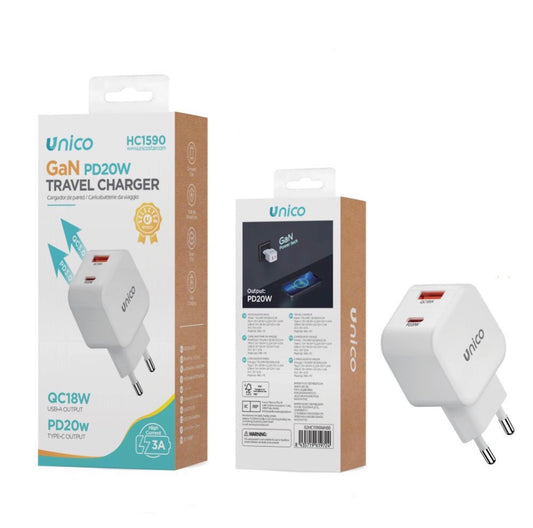 UNICO caricabatterie doppia USB A C 20W HV1590