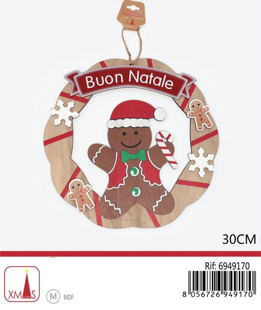 NATALIZIA pendente a ghirlanda biscotto 30cm