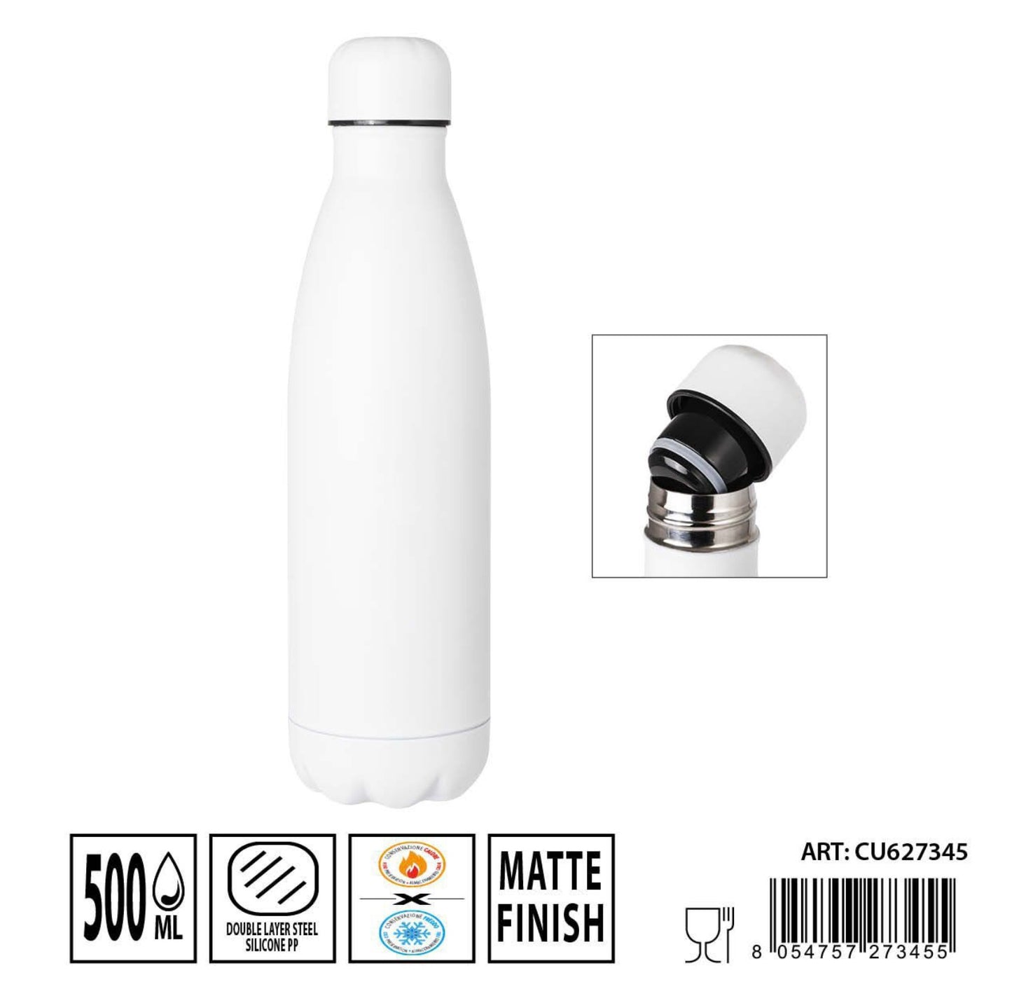 DC CASA borraccia termica 500ml bianco