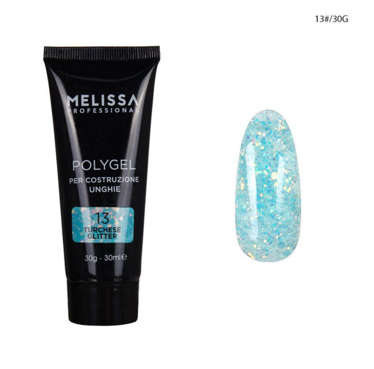 MELISSA polygel 30g n’13 turchese glitter