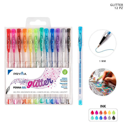 PRYMA penna gel glitter 1mm 12pz
