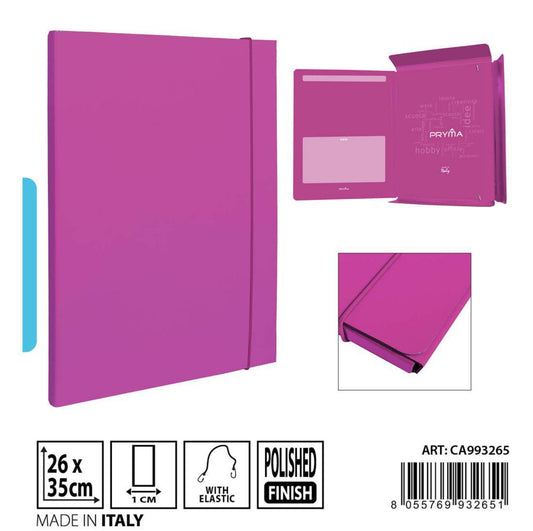 PRYMA  cartella elastico 3L D1 26x35cm fucsia