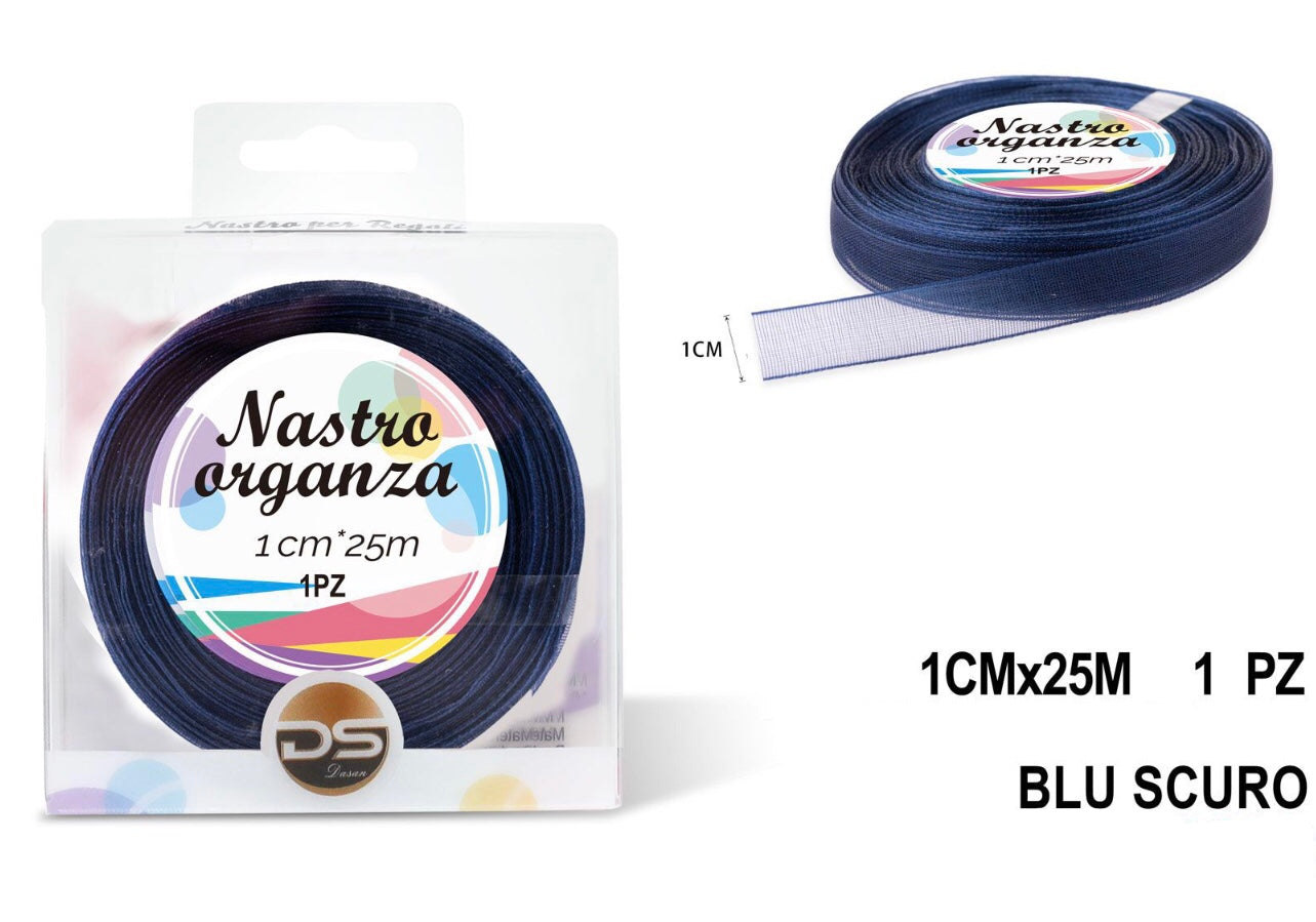 Nastro organza 1 cm BLU SCURO