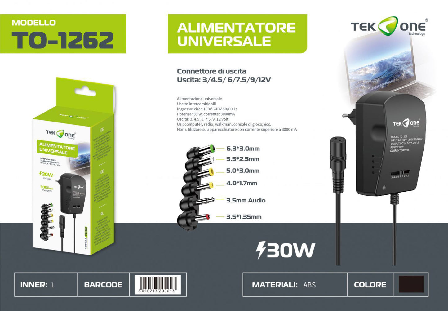 TEK ONE alimentatore universale TO-1262