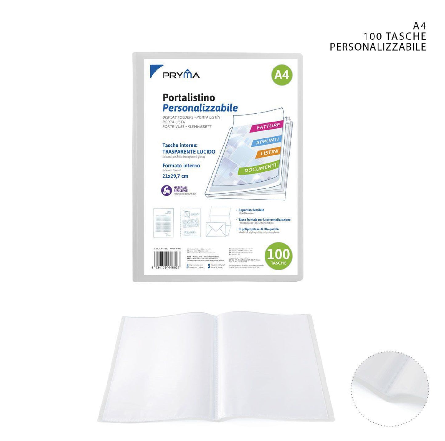 PRYMA portalistino personalizzabile A4 100tasche
