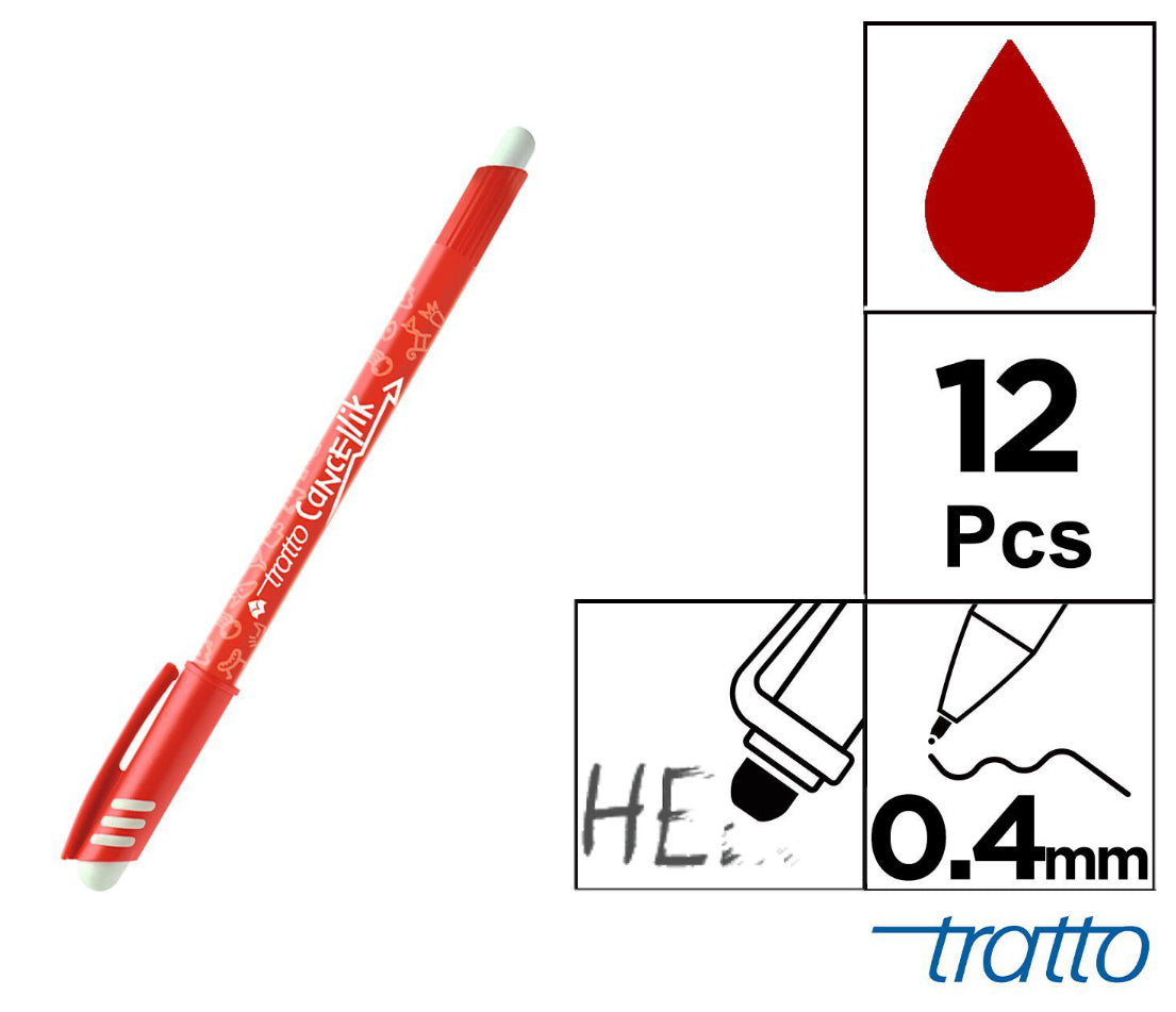 Tratto penna cancellabile rosso
