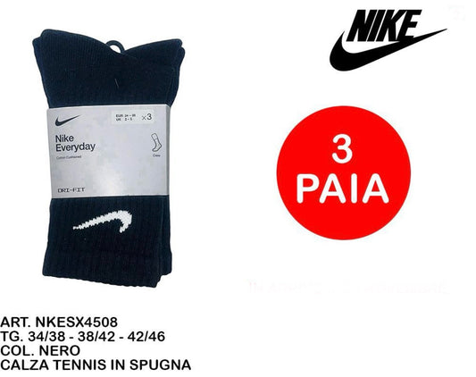 NIKE calza tennis in spugna nero