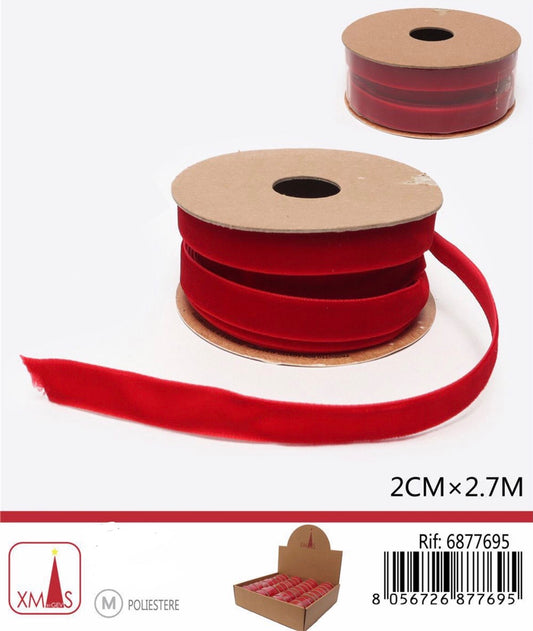 NATALIZIA nastro di velluto rosso 2cmx2.7m