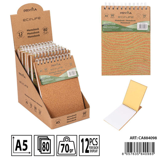 PRYMA memobook spirale con sughero A5 80ff