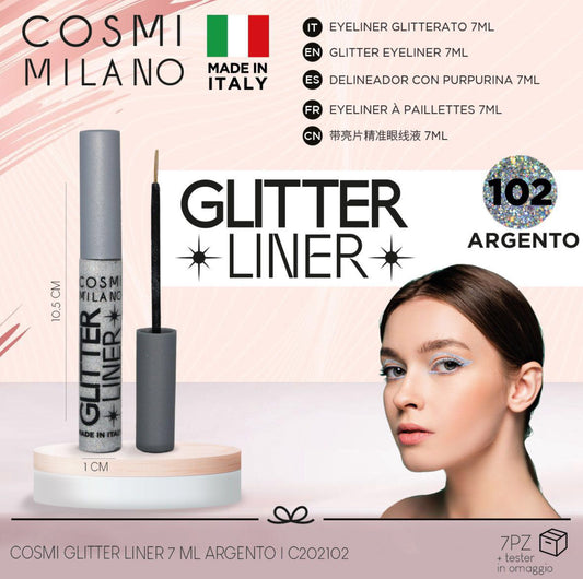 Cosmi eyeliner glitterato argento 7ml