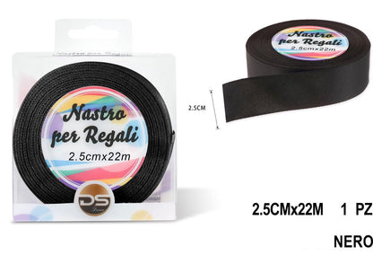 Nastro raso 2.5 cm NERO