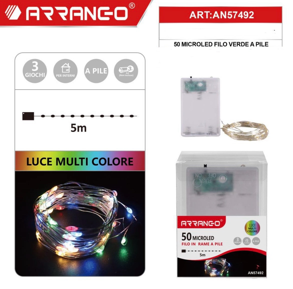 NATALIZIA 50 MICROLED  filo in rame a pile