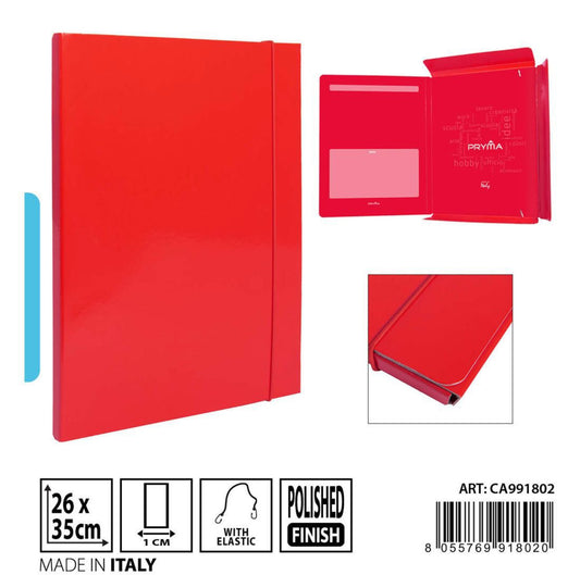 PRYMA cartella 3L elastica D1 26x35cm rosso