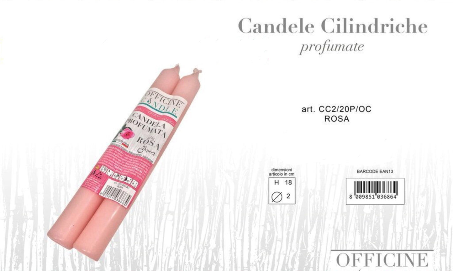 CANDELE CILINDRICHE rosa 2pz