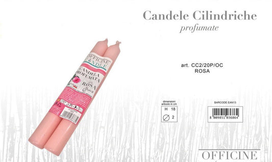 CANDELE CILINDRICHE rosa 2pz