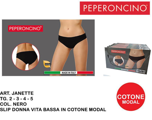 PEPERONCINO slip vita bassa cotone nero Art.Janetta