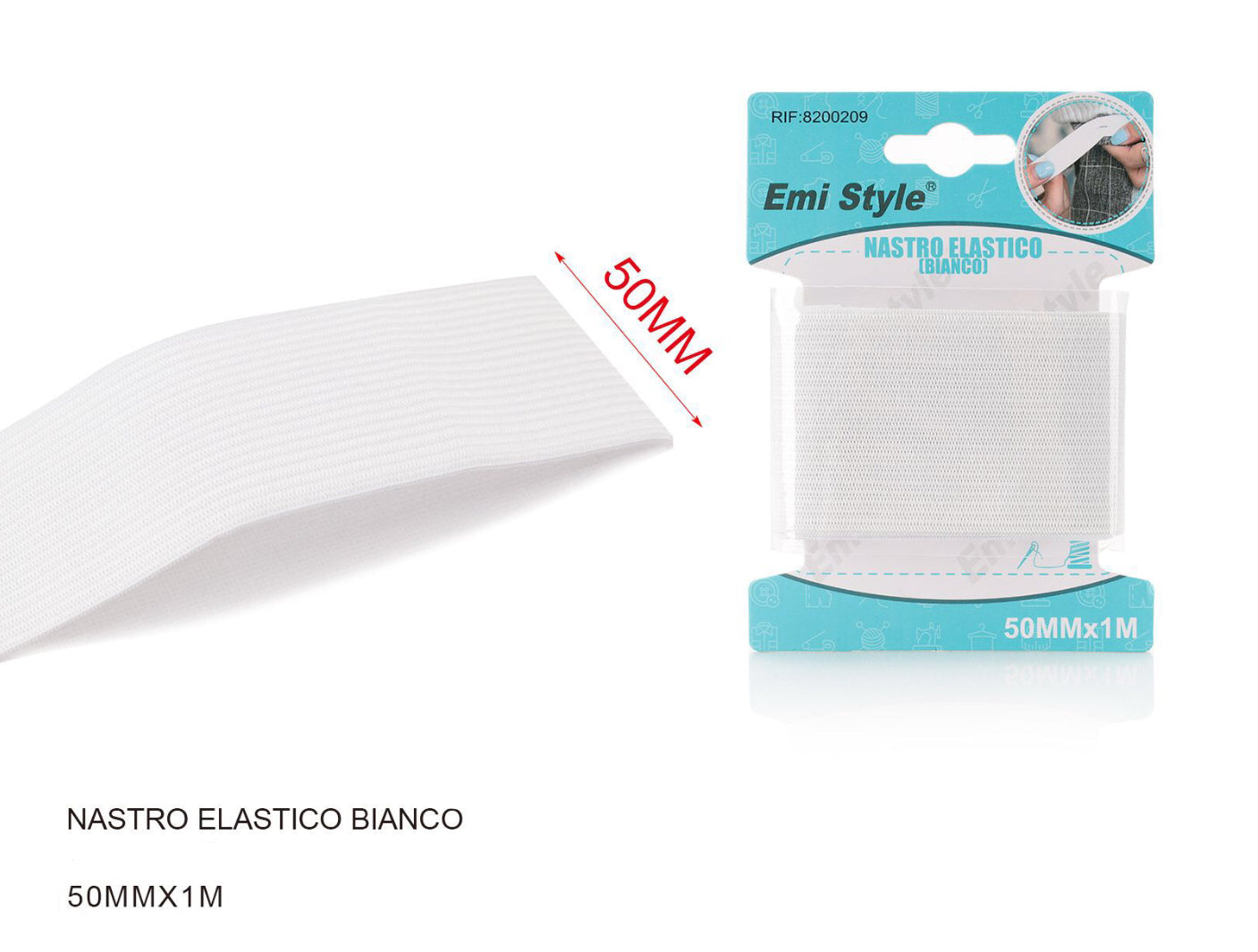 NASTRO elastico bianco 50mmx1m