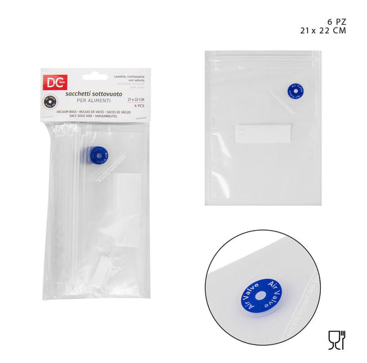 DC CASA sacchetto sottovuoto riutilizzabile 21x22cm 6pz