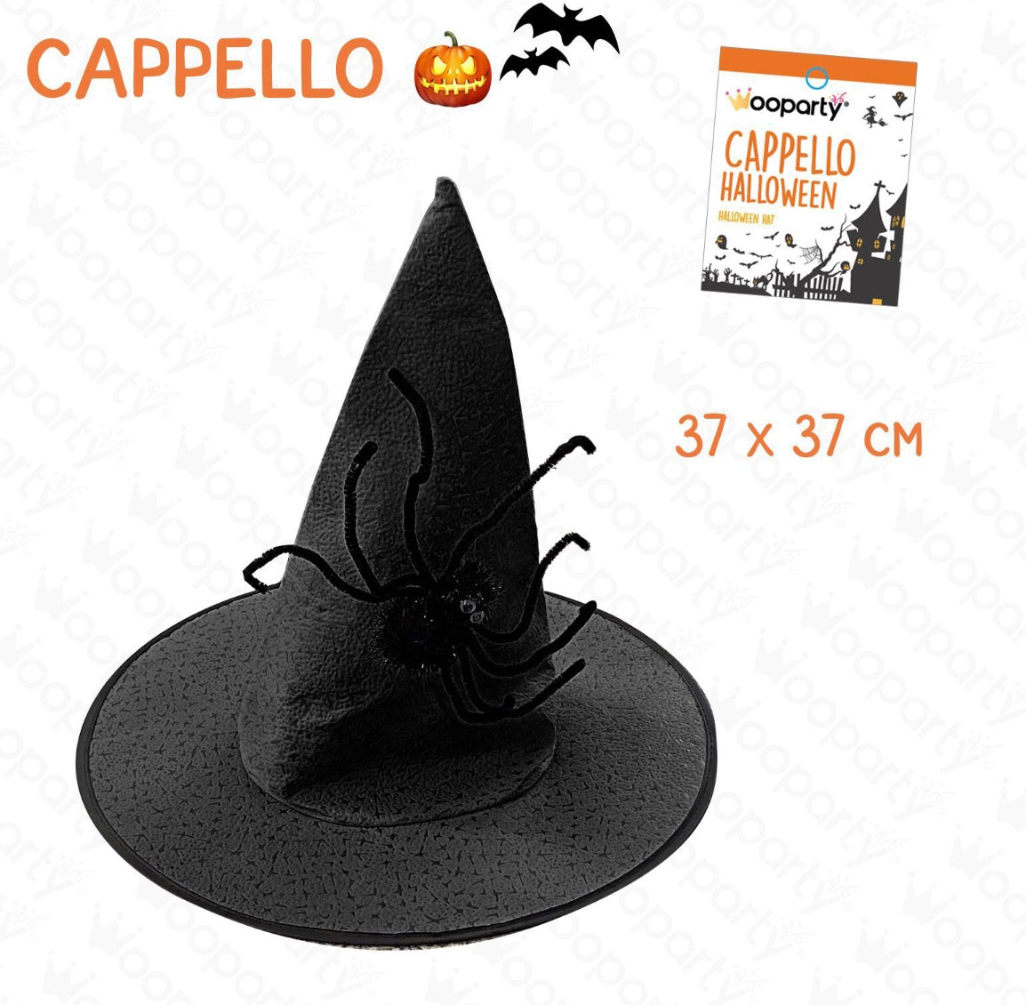 Halloween cappello nero 37x37cm