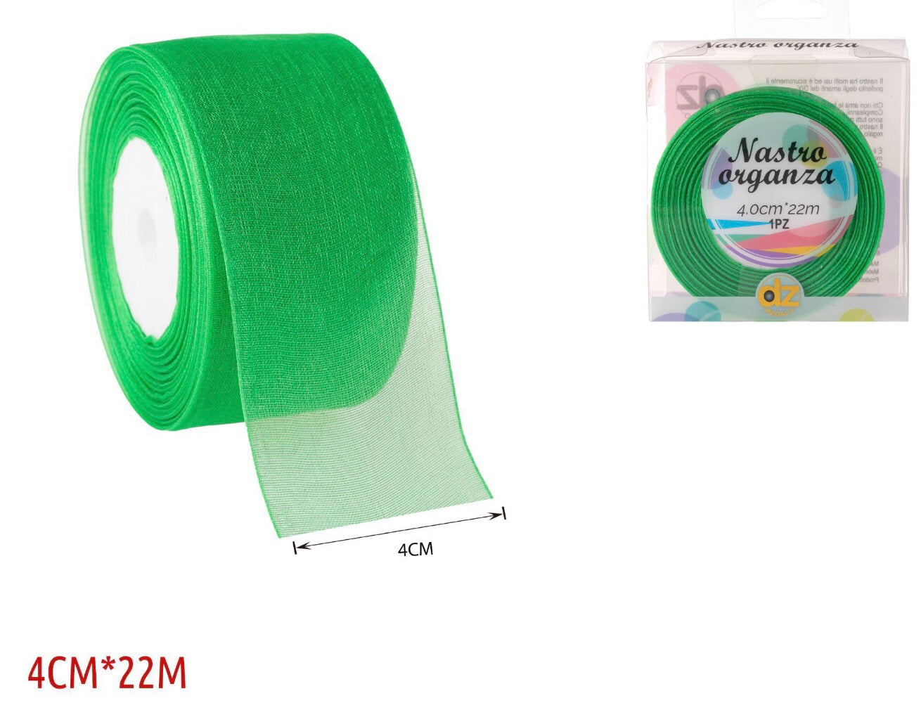 Nastro organza 4 cm VERDE SCURO