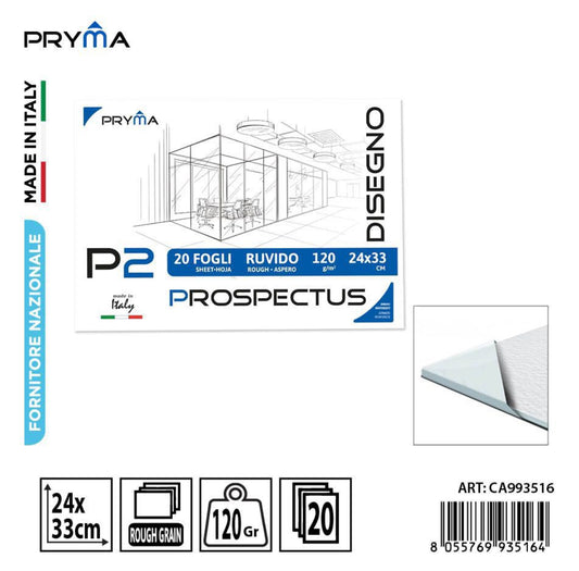 PRYMA blocco disegno P2 24x33cm 120g 20ff ruvido