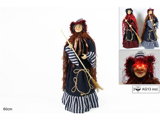 BEFANA 60cm tessuto mantello luci