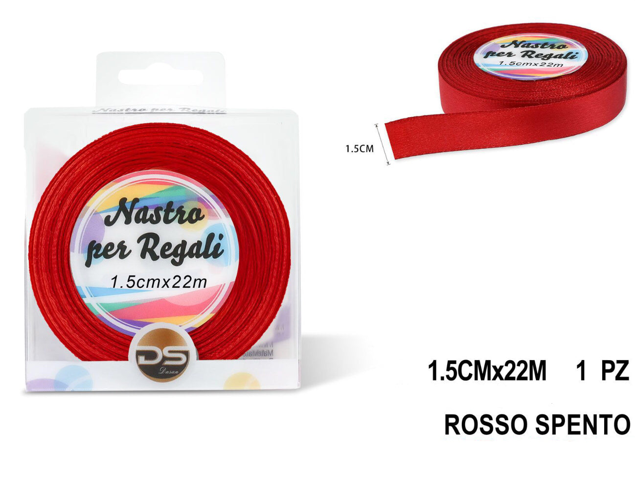 Nastro raso 1.5 cm ROSSO SPENTO