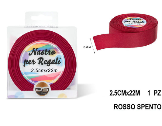 Nastro raso 2.5 cm ROSSO SPENTO