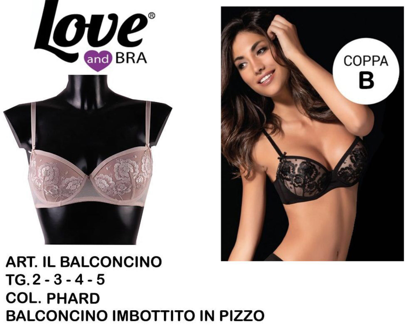 BALCONCINO reggiseno imbottito in pizzo naturale