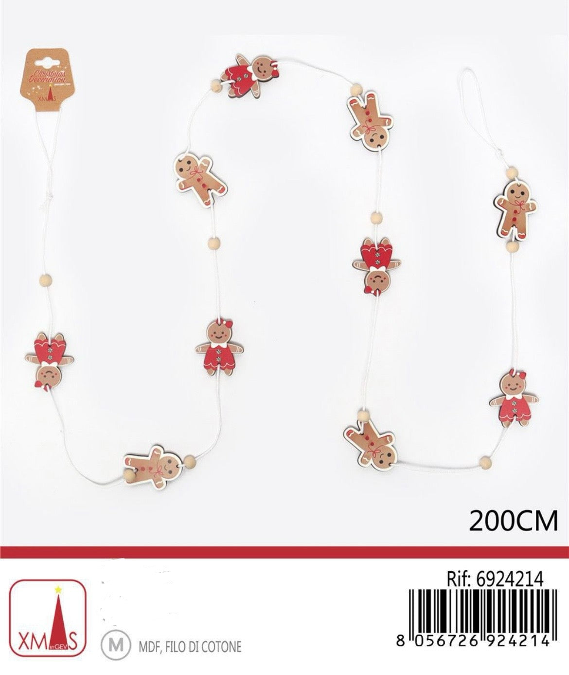 NATALIZIA ghirlanda omino pan di zenzero 200cm
