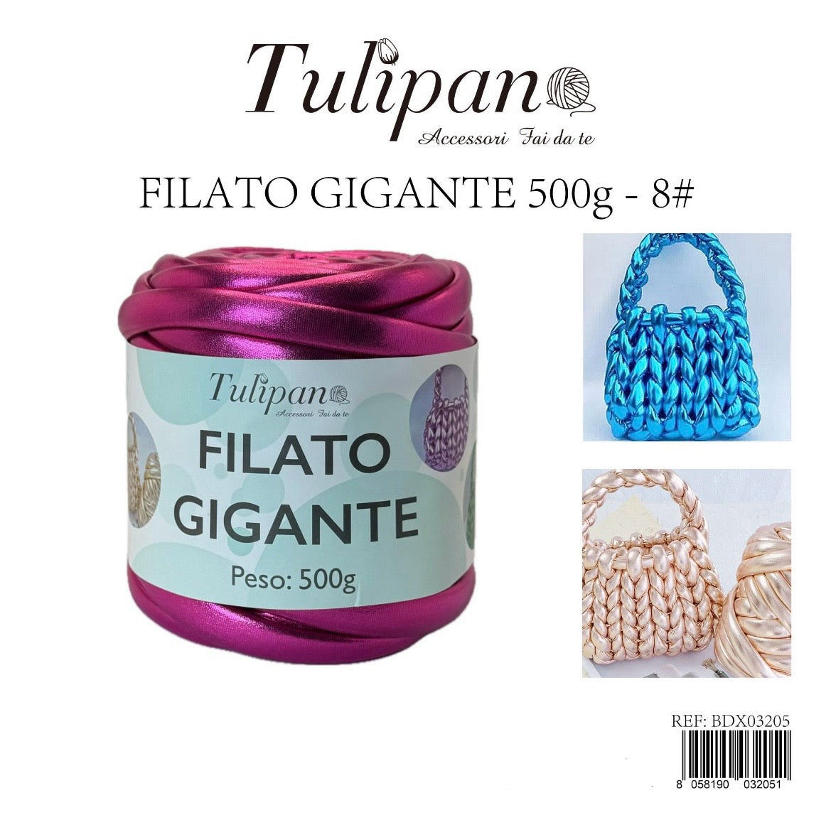FILATO gigante 500g 8# metallizzato