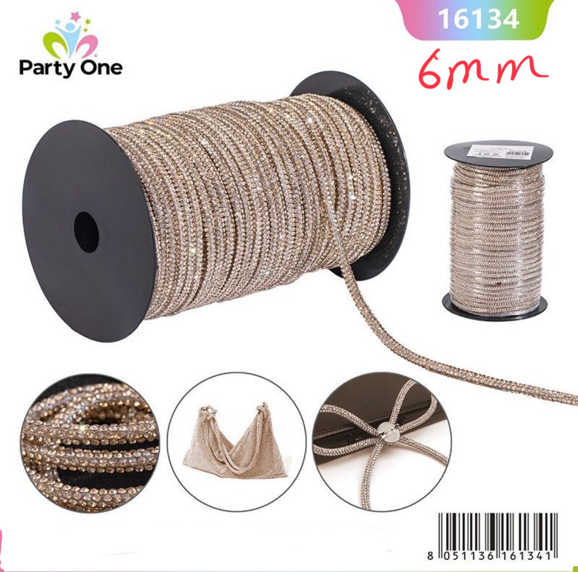 CORDINO strass 6mmx10mt