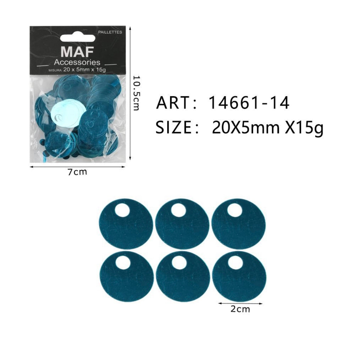 PAIETTE 20x5mm 15g ART.14661
