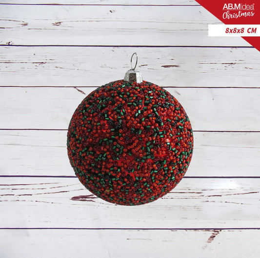 NATALIZIA pallina 8x8x8cm verde e rosso